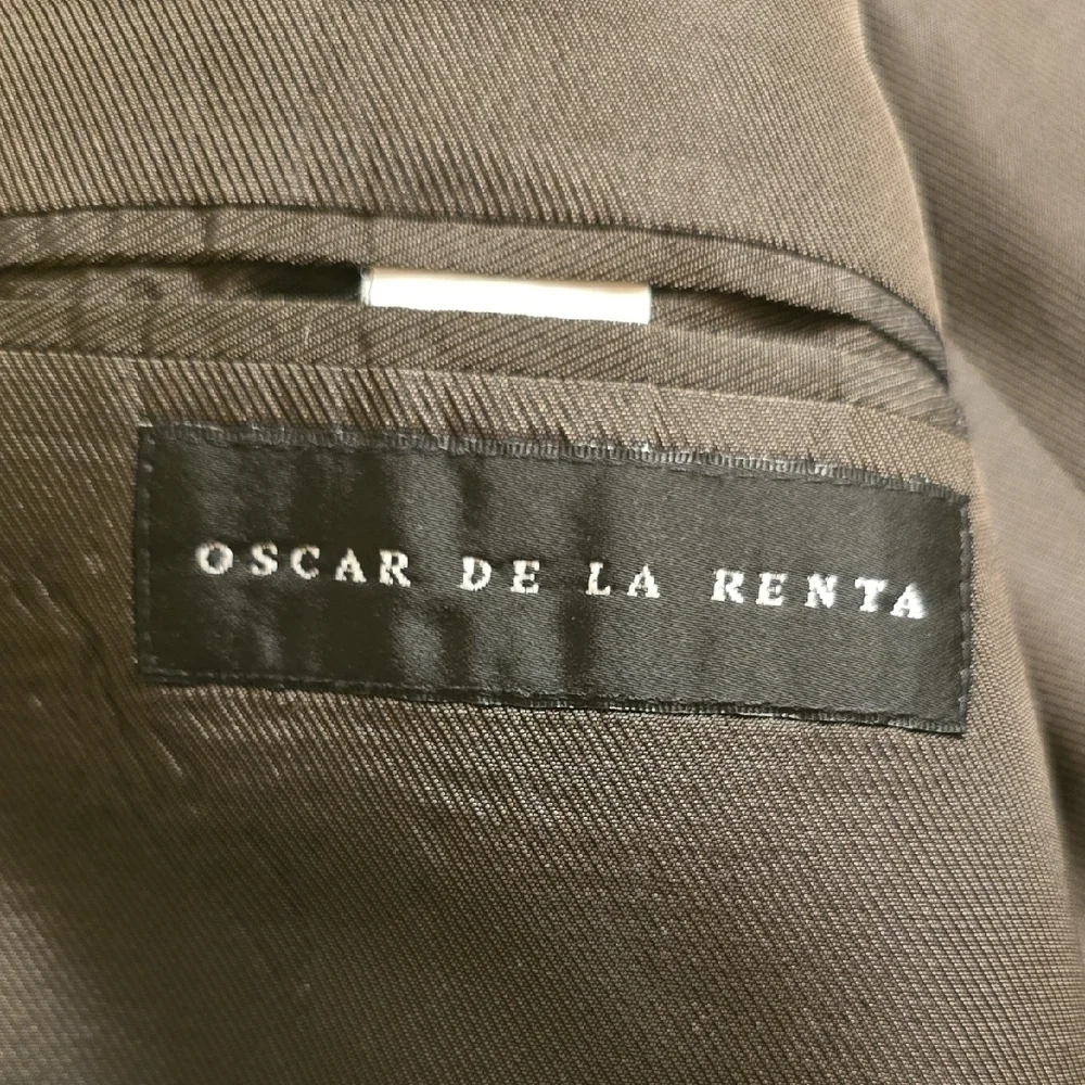 Oscar de la Renta Wool  Gray and Black Textured Blazer